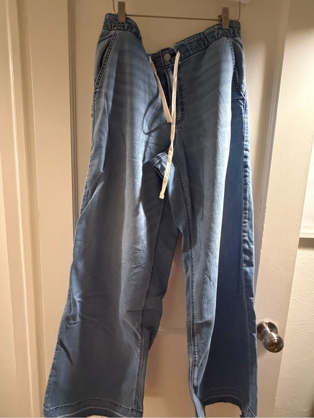 American Eagle Outfitters Light Blue & Dark Blue Wide Leg Jeans